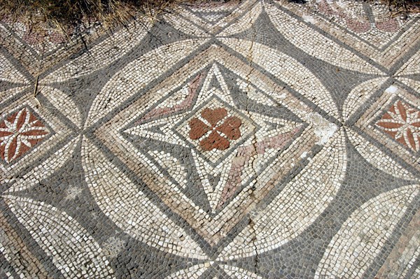 Mosaic floor, ruins of the Basilica of Ayia Trias, Famagusta, North Cyprus.