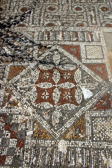 Mosaic floor, ruins of the Basilica of Ayia Trias, Famagusta, North Cyprus.