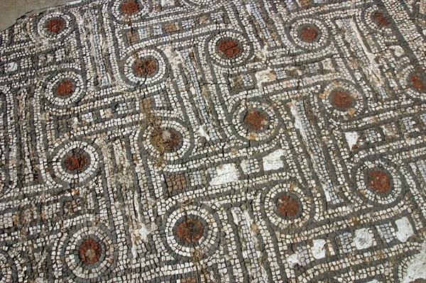 Mosaic floor, ruins of the Basilica of Ayia Trias, Famagusta, North Cyprus.