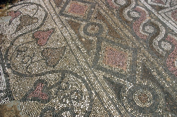 Mosaic floor, ruins of the Basilica of Ayia Trias, Famagusta, North Cyprus.