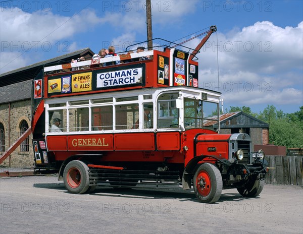 Open top bus, Beamish Museum, Stanley, County Durham.