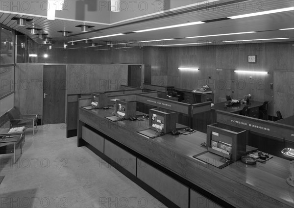 Yorkshire Bank interior, Mexborough, South Yorkshire, 1970.  Artist: Michael Walters