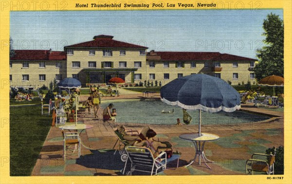 'Hotel Thunderbird Swimming Pool, Las Vegas, Nevada', postcard, 1950. Artist: Unknown