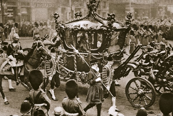 King Edward VII and Queen Alexandra on their way to the State Opening of Parliament, 1900s. Artist: Unknown