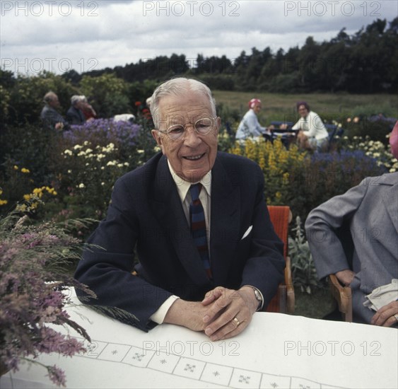 King Gustaf VI Adolf of Sweden on his yearly visit to the Summer Café, Skäret, Arild, Scania, 1973 Artist: Unknown