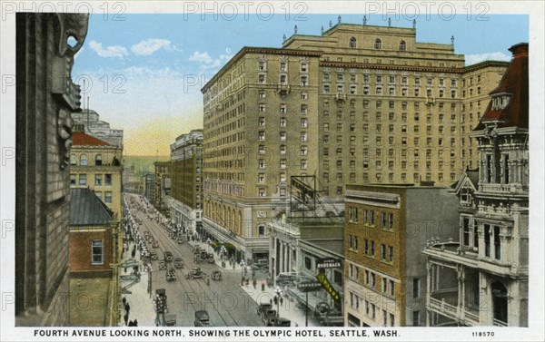 Fourth Avenue looking North, Seattle, Washington, USA, 1928. Artist: Unknown