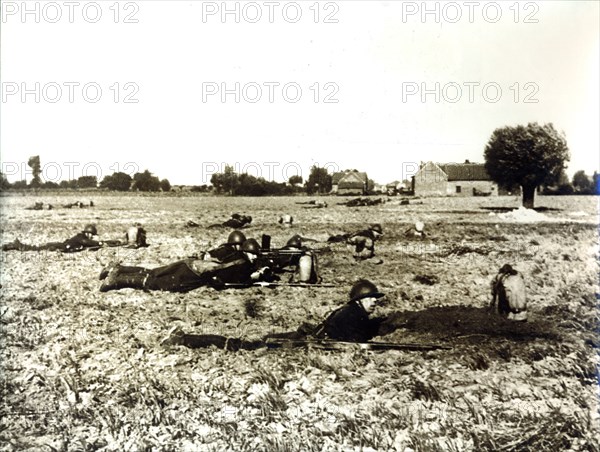 French infantry take up their positions, France, World War II, c1944-c1945. Artist: Unknown