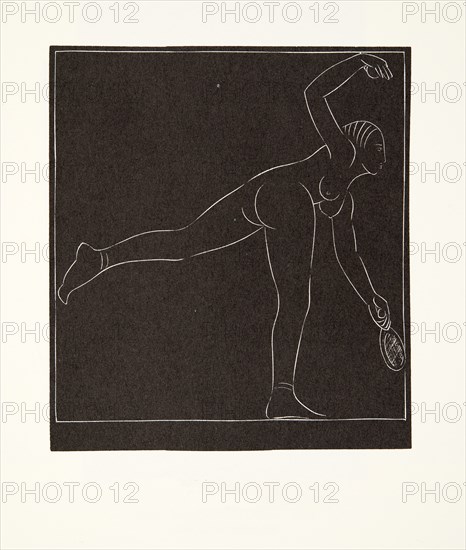 The Tennis Player, 1923, (wood engraving).