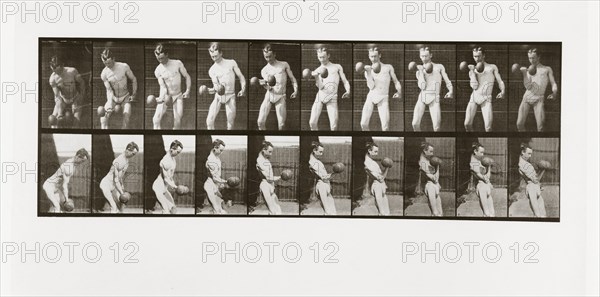 Man lifting a dumbbell, Plate 324 from Animal Locomotion, 1887 (photograph)