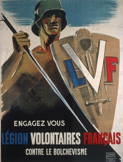 Join the LVF against the Bolsheviks, pub. 1942 (colour lithograph)