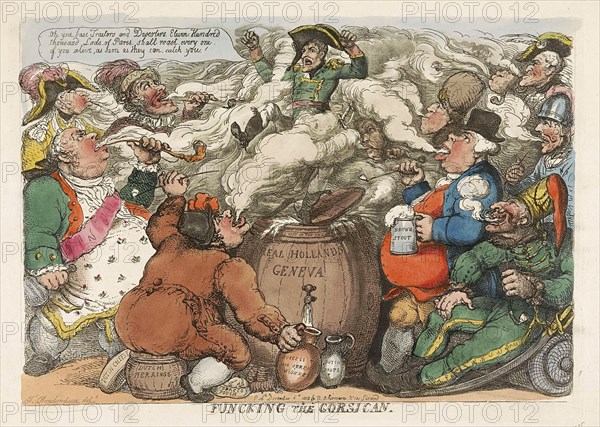 Funcking the Corsican, pub. 1813 (hand coloured engraving). Creator: Thomas Rowlandson (1757 - 1827).