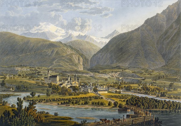 Brig on the Rhone, Bernese Alps, Switzerland, 1819. Creator: Swiss School (19th Century).