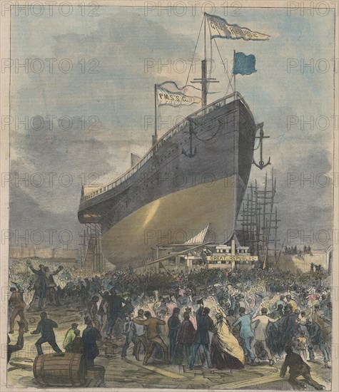 Launch of the Sea Steamer "Great Republic", pub.  24 November 1866. Creator: Charles Parsons  (1821 - 1910).