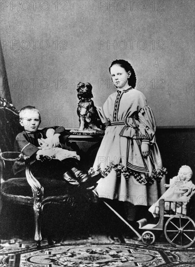 Grand Duchess Maria Alexandrovna and Grand Duke Sergei Alexandrovich of Russia, c1862-c1863. Artist: Unknown