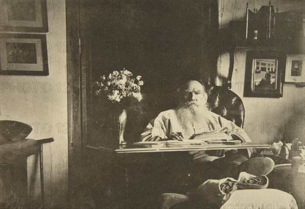 Russian author Leo Tolstoy with a bad leg, Russia, 1908. Artist: Sophia Tolstaya