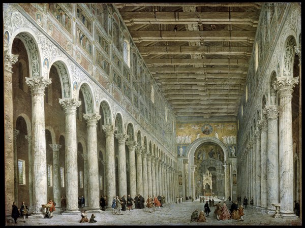 'Interior of the Basilica of St Paul Outside the Walls in Rome', c1750. Artist: Giovanni Paolo Panini