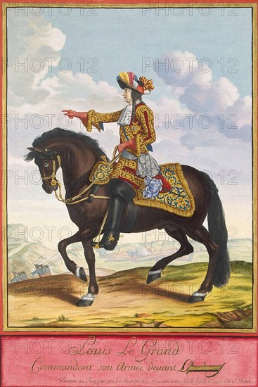 Portrait of Louis XIV on Horseback in the Battle of Cambrai, second half of the 17th century. Creator: Saint-Jean, Jean Dieu de (ca. 1625-after 1709).