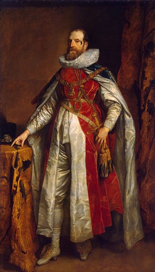 Portrait of Henry Danvers, 1st Earl of Danby (1573-1644), in robes as Knight of the Garter, End 1630s. Artist: Dyck, Sir Anthonis, van (1599-1641)