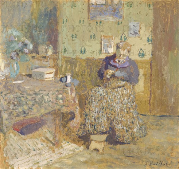 Madame Vuillard Sewing, 1920. Artist: Vuillard, Édouard (1868-1940)