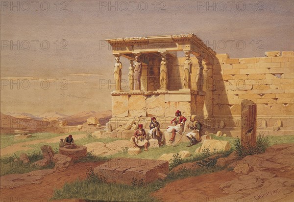 The Erechtheion. The Porch of the Caryatids, 1877. Artist: Werner, Carl Friedrich Heinrich (1808-1894)