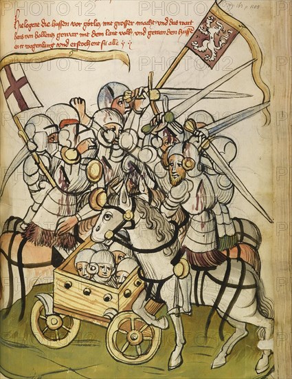 Hussite War (From: The life and times of the Emperor Sigismund by Eberhard Windeck), c. 1450. Artist: Lauber, Diebold, (Workshop)