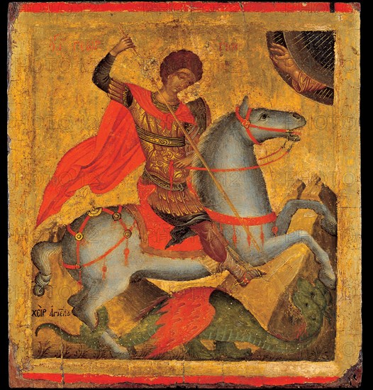 Saint George and the Dragon, ca 1440-1460. Artist: Akotandos, Angelos (active ca. 1425-1460)