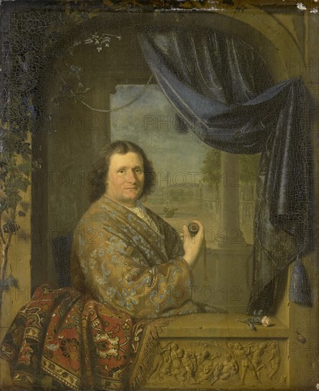 Portrait of a Man holding a Watch, 1688. Artist: Slingelandt, Pieter Cornelisz, van (1640-1691)