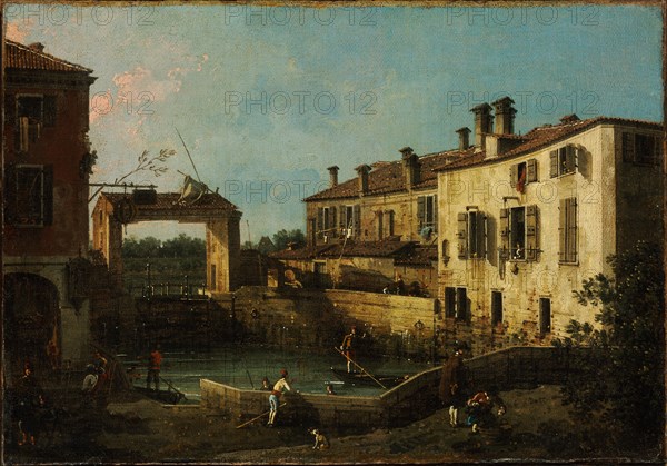 Lock near Dolo, 1776. Artist: Canaletto (1697-1768)