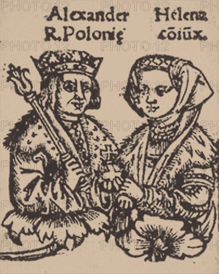 Helena Ivanovna of Moscow with Alexander Jagiellon, 1519. Artist: Anonymous