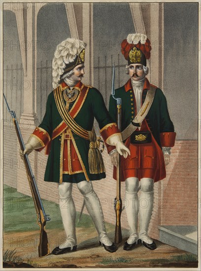 Grenadiers of the Preobrazhensky Regiment in 1732-1738, Early 1840s. Artist: Chorikov, Boris Artemyevich (1802-1866)