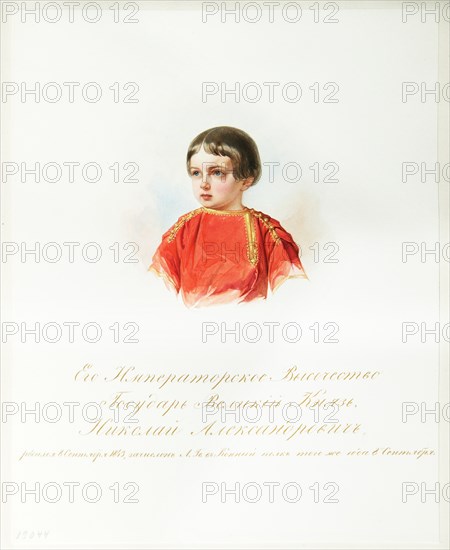 Portrait of Tsarevich Nicholas Alexandrovich of Russia (1843?1865) (From the Album of the Imperial Horse Guards), 1846-1849. Artist: Hau (Gau), Vladimir Ivanovich (1816-1895)