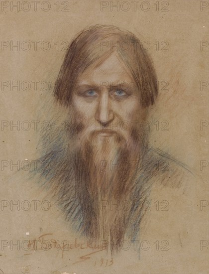 Portrait of the Russian mystic Grigory Rasputin (1869-1916), 1913. Artist: Bodarevsky, Nikolai Kornilovich (1850-1921)