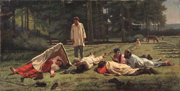 Rest at the Hay Harvest, 1887. Artist: Zhuravlev, Firs Sergeevich (1836-1901)