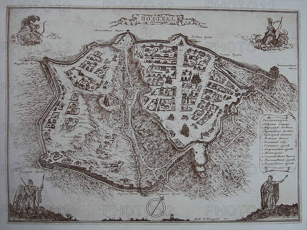 Map of Poltava in the early 18th-century. Artist: Anonymous