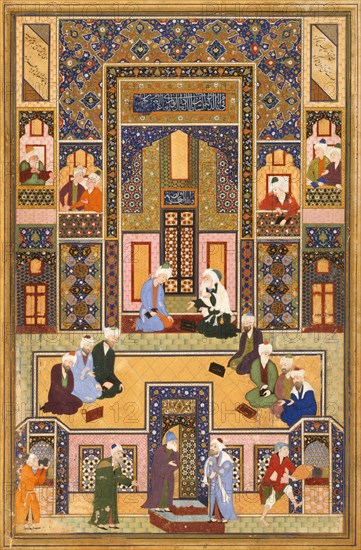 The Meeting of the Theologians, 1537-1550. Artist: Abd Allah Musawwir (active Mid of 16th cen.)