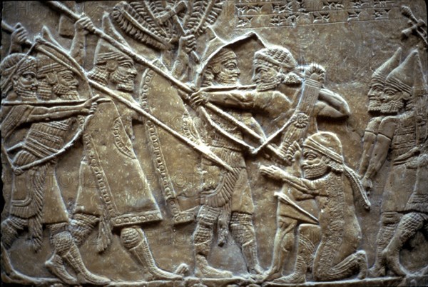 Ashurbanipal at the Battle of Til-Tuba, 650-620 BC. Artist: Assyrian Art