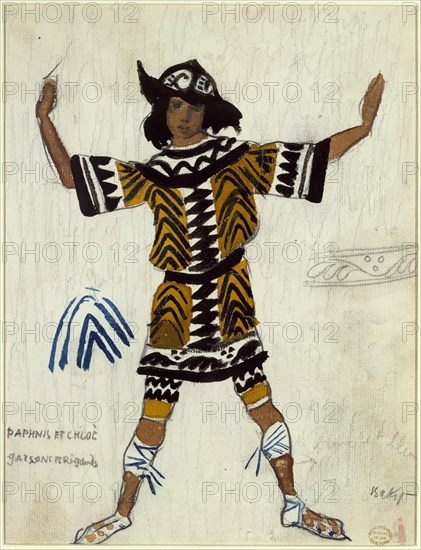 Costume design for the ballet Daphnis et Chloé by M. Ravel, 1912. Artist: Bakst, Léon (1866-1924)