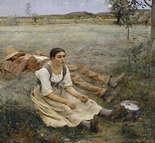 Hay making, 1877. Artist: Bastien-Lepage, Jules (1848-1884)