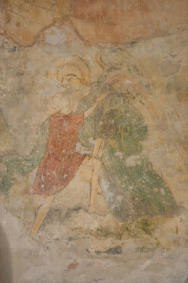 Jacob and the Angel, 12th century. Artist: Ancient Russian frescos