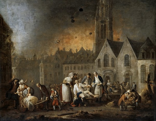 The Grand Square in Lille During the Siege of 1792. Artist: Watteau, François-Louis-Joseph (1758-1823)