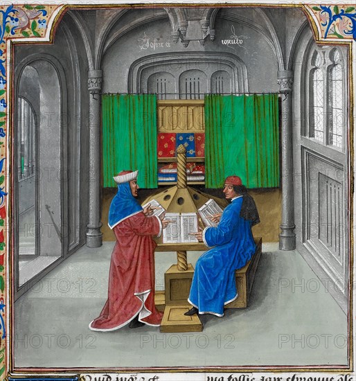 Boccaccio and Petrarch (From: De casibus virorum illustrium by Giovanni Boccaccio). Artist: Master of the White inscriptions (active ca 1480)