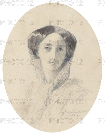 Portrait of Grand Duchess Olga Nikolaevna of Russia (1822-1892), Queen of Württemberg. Artist: Winterhalter, Franz Xavier (1805-1873)