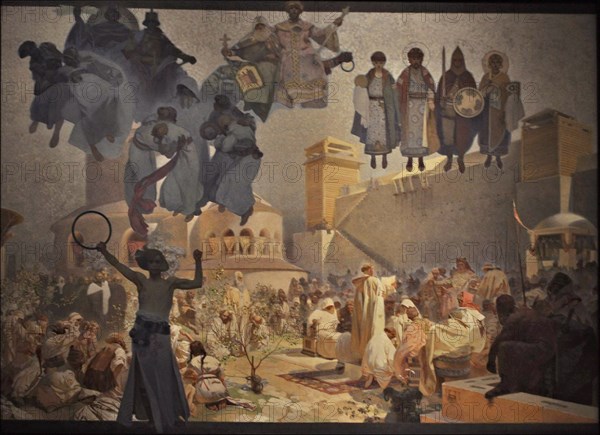 The Introduction of the Slavonic Liturgy (The cycle The Slav Epic). Artist: Mucha, Alfons Marie (1860-1939)