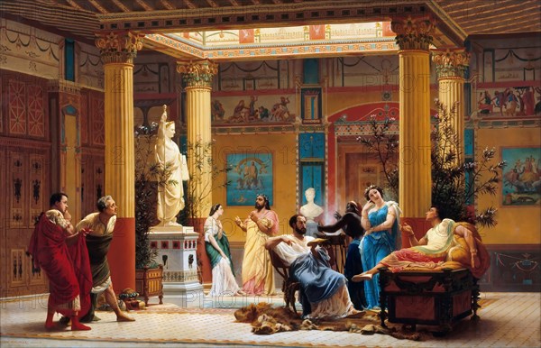 Rehearsal of Joueur de flûte and La femme de Diomède in the Atrium of Prince Napoleon's Pompeian Artist: Boulanger, Gustave Clarence Rodolphe (1824-1888)