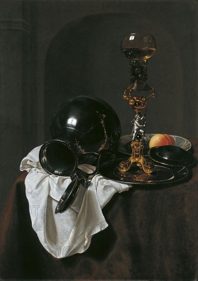 Still Life with glass of wine and pewter jug. Artist: Treck, Jan Jansz. (1605-1652)