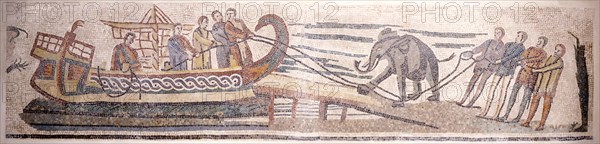 Boarding an elephant on a ship. Artist: Classical Antiquities