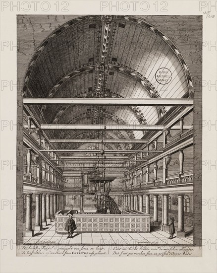 Interior of the Portuguese Synagogue in Amsterdam. Artist: Veenhuysen, Jan (active 1656-1685)