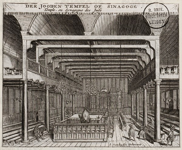 Interior of the Portuguese Synagogue in Amsterdam. Artist: Veenhuysen, Jan (active 1656-1685)