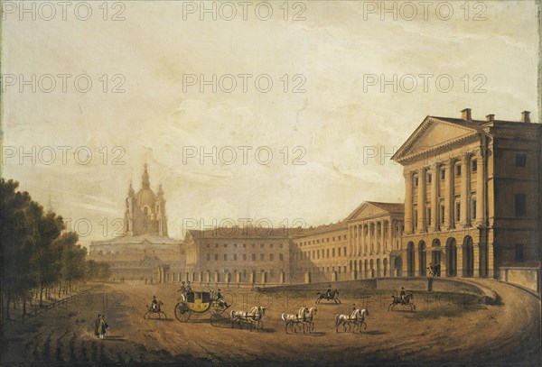 View of the Smolny Institute for Noble Maidens in Saint Petersburg, Mid 1820s. Artist: Beggrov, Karl Petrovich (1799-1875)