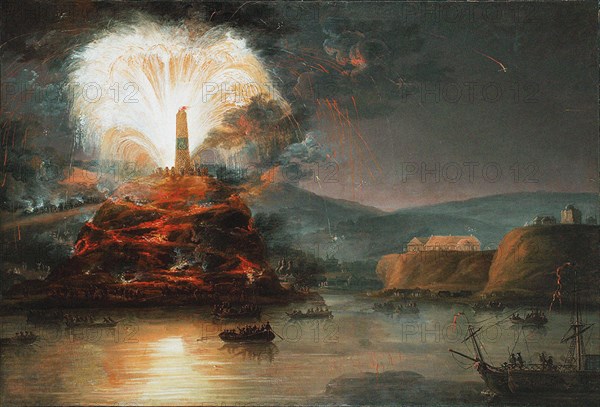 Fireworks at Kaniow in honor of Catherine II in 1787, 1787. Artist: Plersch, Jan Bogumil (1732?1817)